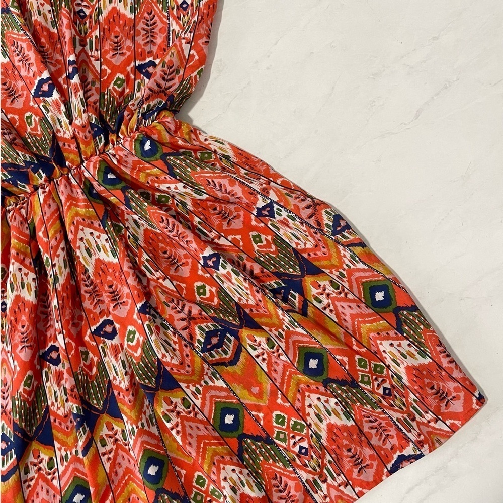 Anthropologie Maeve Red Aztec Boho Print Top / Swim Coverup Size Small‎ - Picture 5 of 6